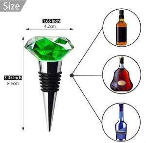 Juego de 3 Tapones de Vino de Cristal y Metal, Color Rojo, Verde y Azul, Forma de Diamante, Tapón Sellador para Botellas - Product Image 3