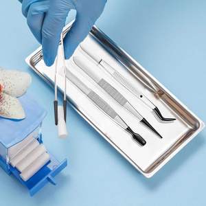 Pince à épiler de précision UBI en acier inoxydable avec pointe longue et courbée, pointe dentée, poignée antidérapante pour une application détaillée - Product Image 4