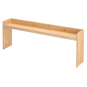 Estante organizador de cocina de bambú de 32,6x13 pulgadas con 6 ganchos sobre la estufa, solución de almacenamiento fácil - Product Image 1