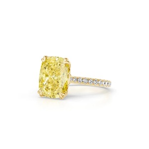 1CT Fancy Yellow Radiant Cut Lab Grown Diamond Engagement Ring 9K Yellow Gold <b>Heart</b> Prong Solitaire Pave Bridal Jewelry - Product Image 3