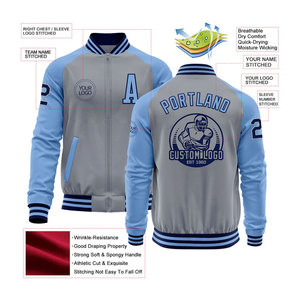 Custom logo embroidery college baseball uniform unisex lettering winter sports men's varsity jacket <b>dye</b>-sublimation print. - Product Image 2
