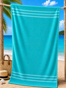 Luxury Custom 500 GSM Thick Fluffy Soft Terry Dobby Bordered Checkered Rectangle <b>Bath</b> Towel <b>Set</b> 100% Cotton Eco-Friendly - Product Image 5