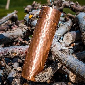 Honeycomb Pattern Pure Copper Water <b>Bottle</b> with White Gift <b>Box</b> Antique Finish Hexagon Embossed Copper Flask Ayurvedic Wellness - Product Image 2