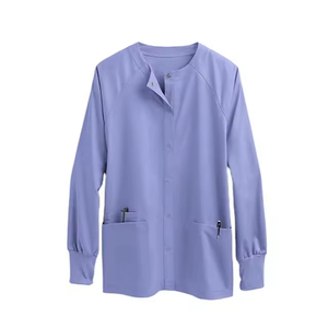 Blouses médicales zippées pour hommes en tissu extensible 4 directions Spandex/Polyester – Ensembles de blouses d'infirmière pour hôpital – Vêtements médicaux - Product Image 2