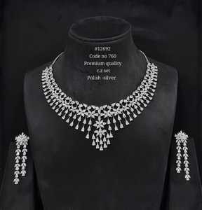 12692Cubic Zirconia Necklace and Drop Earrings Rhodium Plated <b>Bridal</b> <b>Jewelry</b> <b>Set</b> Flower Design Classic Wedding Party Women's - Product Image 3