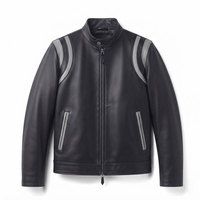 Veste en cuir tendance pour homme, style décontracté, cuir véritable, fermeture éclair intégrale, poches zippées, poignets ajustables, intérieur doux