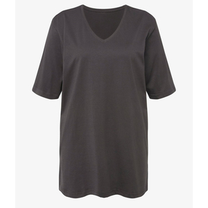 เสื้อยืดคอวีไซส์ใหญ่พิเศษสำหรับผู้หญิง ขายส่ง รับผลิตตามแบบ OEM ODM สีพื้น สวมใส่สบาย - Product Image 1