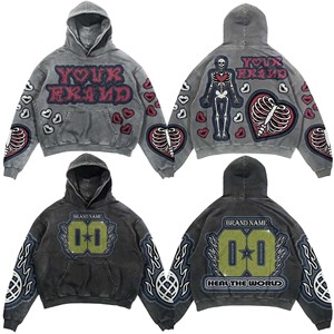 Vente en gros de sweats à capuche en molleton 100% coton pour homme, nouveau design, logo brodé, impression en relief 3D, 6XL, service ODM/OEM, prix bas - Product Image 4