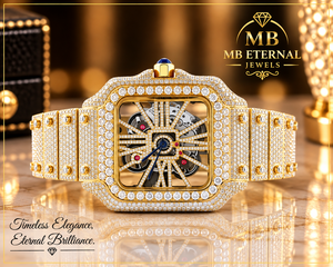 Reloj de Cuarzo MB ETERNAL JEWELS de Lujo, con Incrustaciones de Diamantes, en Aleación de Acero Inoxidable, 41 mm, Cuadrado, Analógico, para Hombre, con Cierre de Hebilla y Cristal de Zafiro - Product Image 4