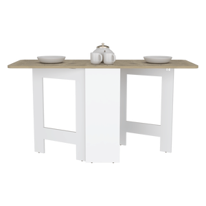 Tavolo da Pranzo Pieghevole Bianco/Macadamia, Design Compatto Salvaspazio per Soggiorni - Product Image 2