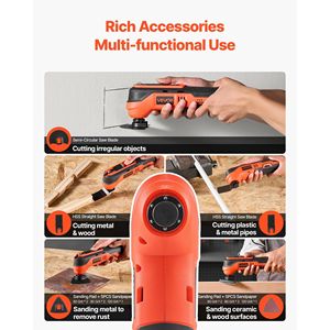 Outil multifonction oscillant sans fil 12V 6000-17500 OPM Plage de vitesse Oscillation à angle de 3.2 ° Chargeur de batterie 2.0Ah inclus 8PCS Scie - Product Image 2