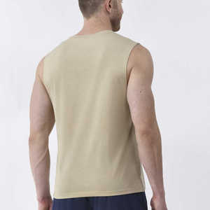 Débardeur de sport personnalisé pour homme, respirant, sans manches, écologique, col rond, couleur unie, décontracté, polyester/coton 220g, vente en gros - Product Image 5