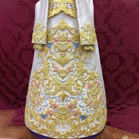 Chasuble en soie blanche brodée avec motif floral doré, vêtement liturgique pleine longueur pour adultes, unisexe, tenue formelle