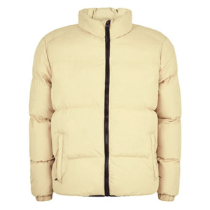 Veste matelassée beige pour homme à col montant, fermeture éclair intégrale, coupe-vent, épaisse, décontractée pour l'hiver, coupe régulière, rembourrage en polyester - Product Image 1