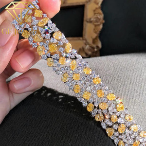 Pulsera de tenis de platino Art Déco con diamantes de laboratorio de colores vivos en varias filas, certificada por IGI, 30g, joyería fina vintage de alta gama - Product Image 5