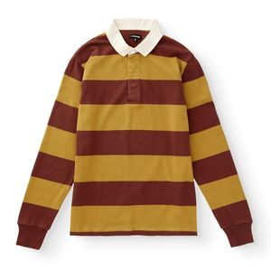 Polo à manches longues rayé en tricot pour homme, style preppy, bleu et blanc, coupe classique - Product Image 5