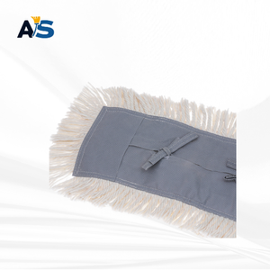 A&S Durable 5x40 White Dust <b>Mop</b> with Synthetic Cotton Fibers Cut-End Design and Grey Backing for Multi-Floor Cleaning - Product Image 3