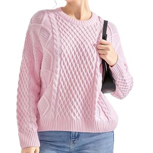 Women's Oversized Y2K Style Cable Knit Fall Winter <b>Sweater</b> Soft Cozy Chunky Pullover <b>Crewneck</b> Fashionable Textured - Product Image 2