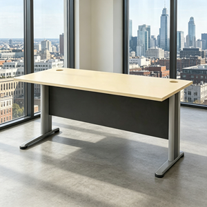 Modern Rectangular Executive Office <b>Desk</b> Wood Top Extendable Adjustable Height Freestanding <b>Wall</b> <b>Mount</b> Minimalist Design - Product Image 1