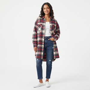 Chemises amples en flanelle pour femmes, décontractées, 100 % coton, boutonnées, oversize, manches longues, pour l'hiver, style streetwear, épaules tombantes, pour la maison - Product Image 1