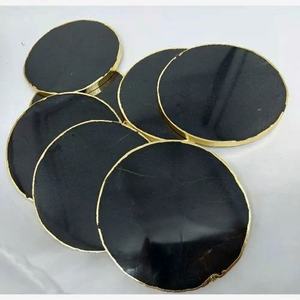 Posavasos de Ágata Negra Natural al por Mayor con Borde Dorado, Piedra Redonda Pulida, Decoración para el Hogar, Regalos, Uso al por Mayor, Feng Shui, Duraderos - Product Image 6