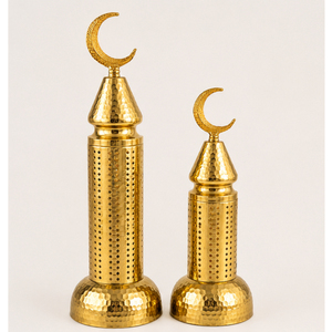 Luxury Gold Hammered Metal Mosque Minaret Ornaments Set Crescent Moon Star Ramadan & Eid Mubarak <b>Table</b> <b>Top</b> Centerpiece <b>Decor</b> - Product Image 3