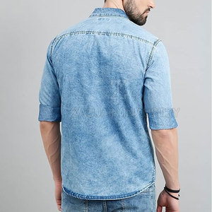 Camisa vaquera informal para hombre con corte relajado y dos bolsillos en el pecho para uso al aire libre - Product Image 5