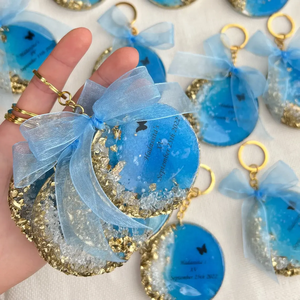 Custom Resin Blue Keychain Personalized <b>Name</b> Bow Handmade Keychain Fashion Bag Accessories Gift for Her - Product Image 5