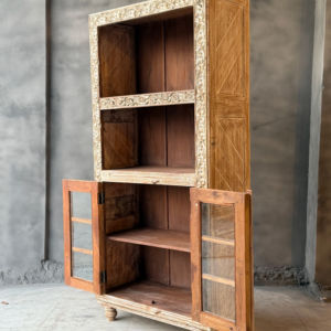 Meilleure collection d'armoires de présentation hautes en bois récupéré sculpté à la main, bibliothèque, art antique de l'Himalaya - Product Image 1