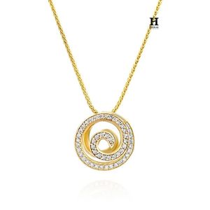 Pendentif spirale moderne pavé de diamants en or 14 carats, fabricant de bijoux de luxe - Product Image 2