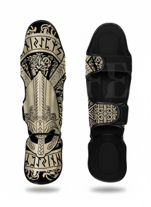 Protège-tibias en cuir PU pleine couverture pour Muay Thai et Kickboxing – Équipement de protection personnalisé pour l'entraînement et le sparring en arts martiaux et MMA - Product Image 6