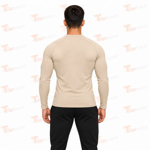 เสื้อยืดแขนยาวรัดรูปสำหรับผู้ชาย 235 GSM โพลีเอสเตอร์ผสมสแปนเด็กซ์ สำหรับออกกำลังกาย ยืดหยุ่นได้ ผลิตโดยผู้ผลิต OEM - Product Image 4