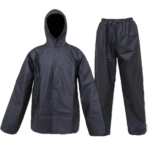 Unisex Navy Blue Waterproof Rain Suit Full Sleeve Polyester Jacket Pants Set All Seasons Outdoor Wear High quality - Product Image 3
