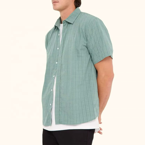 Nouveauté Chemises à carreaux pour hommes à manches courtes Boutons sur le devant Chemise avec logo personnalisé Chemises décontractées - Product Image 2