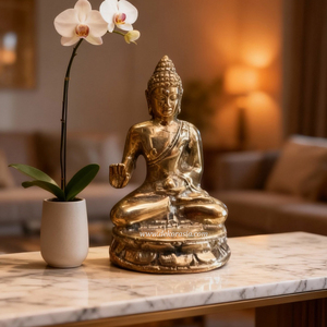 Estatua Decorativa de Buda de Latón Hecha a Mano, Color Personalizado, Estilo Antiguo, Escultura Personalizable para Decoración de Mesa del Hogar - Product Image 5