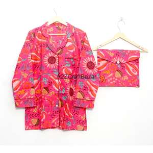 Conjunto de Pijama de Lujo para Damas de Honor, 100% Algodón, Suave, Transpirable, de Secado Rápido, con Estampado Floral, Estilo Indio, Largo, para Verano/Invierno - Product Image 5