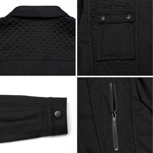<b>Men's</b> Gothic Long Sleeve Shirt Dark Style Cargo Mesh Spliced Button Up Top Custom OEM ODM - Product Image 4