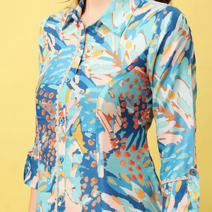 Fabricante de Ropa para Mujer, Venta al por Mayor, Inspiración de Moda, Vestido Elegante Vintage con Estampado Floral, Casual, Holgado, de Manga Corta - Product Image 1