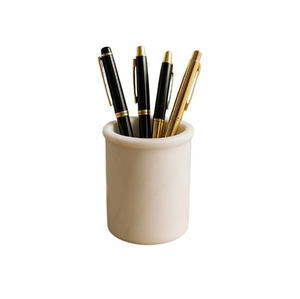 Natural <b>White</b> Marble <b>Pen</b> Holder high Quality Decorative Crafts For School Office Desktop Use Stationary Storage <b>Pen</b> Holder - Product Image 2