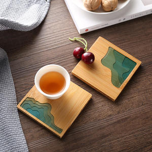 Handmade Bamboo Wooden Coasters Sustainable Natural Bamboo Coaster with Elegant Resin River Coaster - Product Image 2