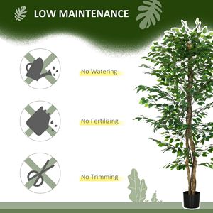 Albero di Ficus Artificiale da Interno 6 Piedi con Vaso per Arredamento Casa Ufficio Soggiorno Albero Finto di Qualità - Product Image 5