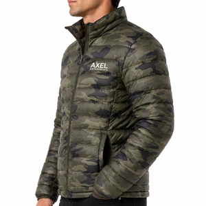<b>Men</b> Camouflage Puffer <b>Jacket</b> Green Camo Print Quilted Padded Design Warm Outdoor Style Full Zip Closure Modern <b>Utility</b> Look - Product Image 4