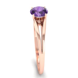 Bague de fiançailles REYES en or massif 14 carats avec améthyste taille ronde 0,84 carat pour femme, certifiée IGI, bijoux fins - Product Image 3