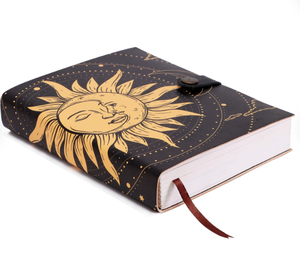 Diario de cuero Celestial Sun & Moon – Recuerdo esotérico, cierre con botón - Product Image 2