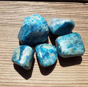 Chakralume Natural <b>Neon</b> Blue Apatite Polished Ball Tumbled Stones for Healing Feng Shui Meditation Home Decor-Rajasthan Origin - Product Image 4