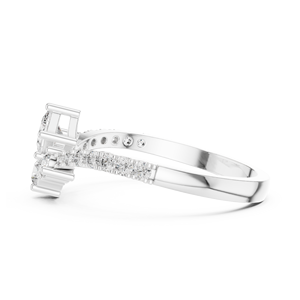 14K Gold Stunning Princess Cut Four <b>Stone</b> Accent Diamond Ring - Product Image 4