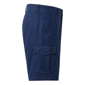 Pantalones Cortos Cargo Azul Marino para Hombre, Cintura Media, Casuales, de Algodón Sólido, Cierre de Botones, Largura hasta la Rodilla, con Bolsillos - Product Image 6