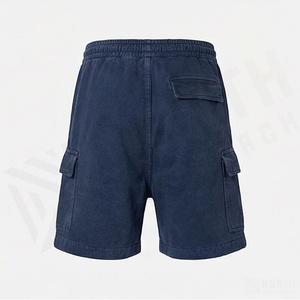 Shorts cargo personnalisés en coton 100% 280 GSM, poids lourd, couleur personnalisée, logo imprimé à l'écran, cordons longs, pour hommes, OEM ODM - Product Image 2
