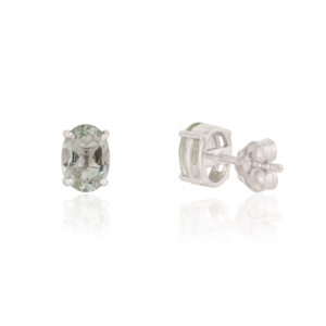 5x7 mm Oval Cut Natural Green Amethyst Gemstone 925 <b>Sterling</b> <b>Silver</b> Minimalist <b>Stud</b> Earrings For Women's - Product Image 5