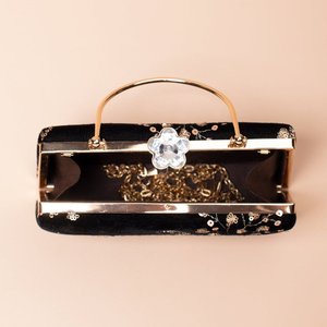 Bolso de Mano Étnico con Lentejuelas y Bordado Floral sobre Base Negra, Elegante Bolso de Noche para Mujer para Eventos Festivos - Product Image 3
